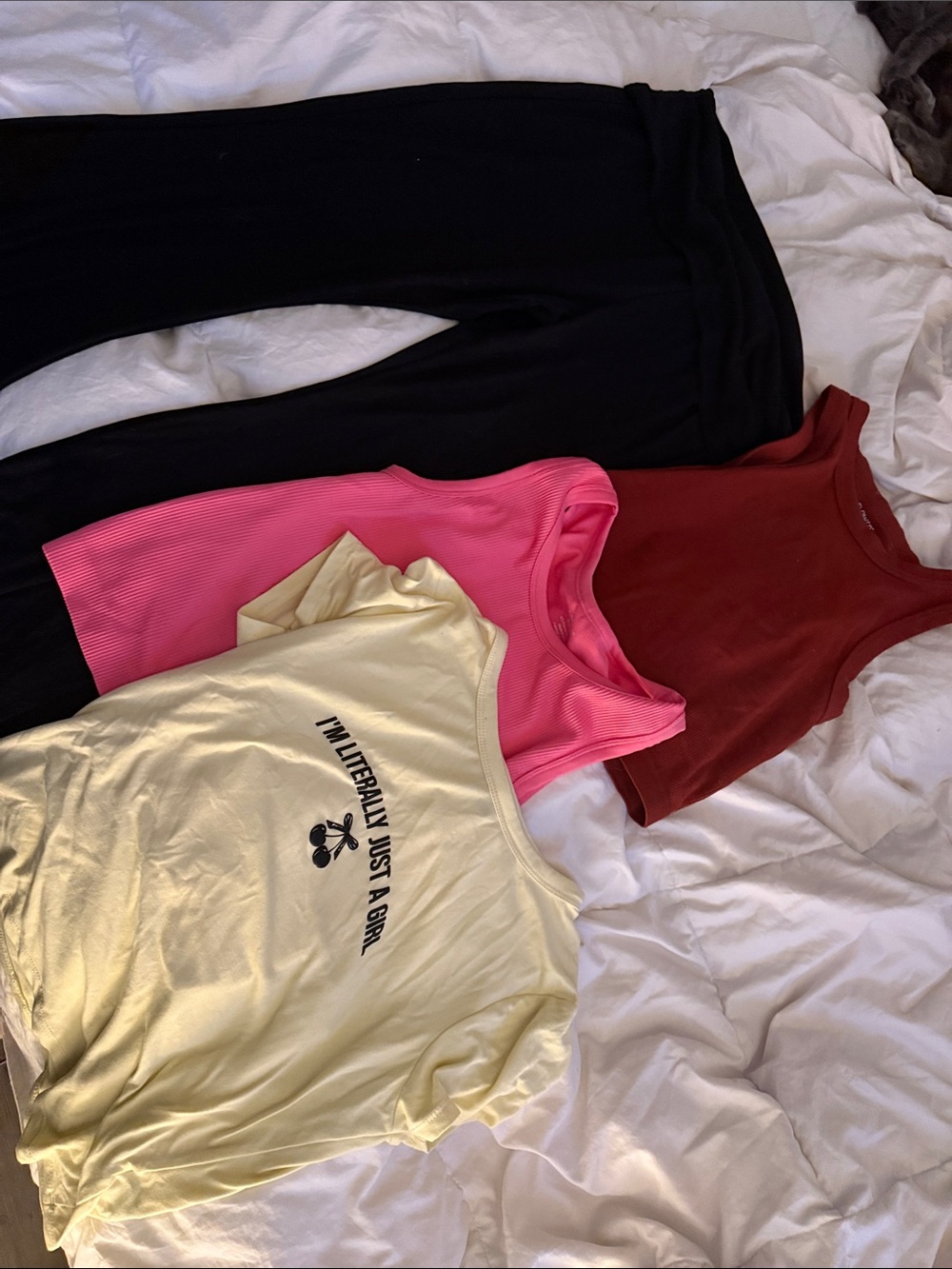Assorted Women's Tank & Tee Set - Pink, Burgundy, Cream, Black